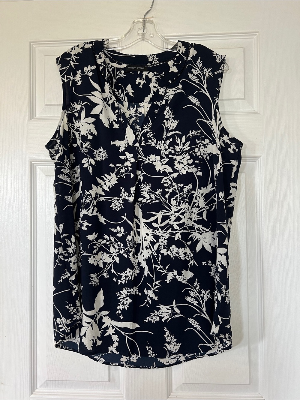 Sleeveless Navy Floral V-neck by Mandy Evan’s